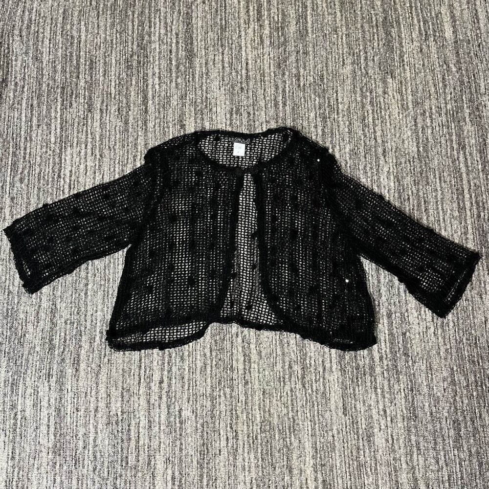 Fashque Womens Size‎ Medium Open Netted Cardigan Black Textured Whimsigoth NWOT